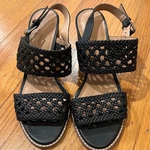 Madewell black heeled sling back sandals